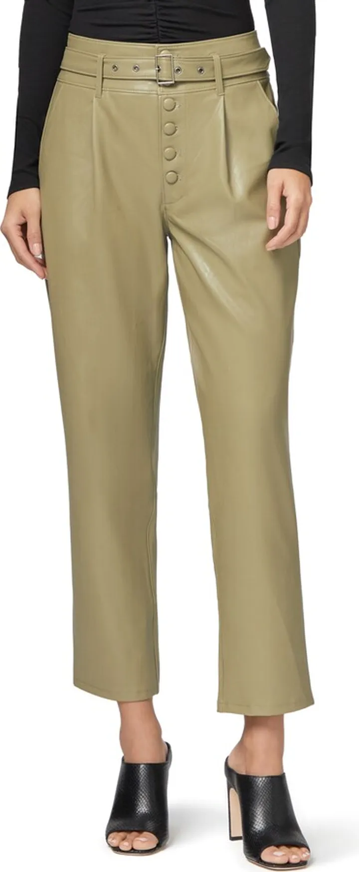 Maria Belted Faux Leather Pants