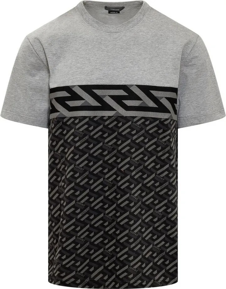 Versace Two-Toned Logo Printed Crewneck T-Shirt