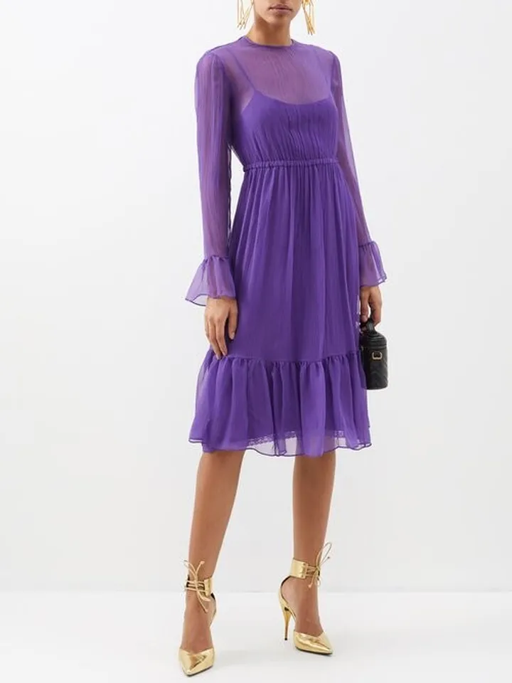 Pleated Silk-chiffon Midi Dress