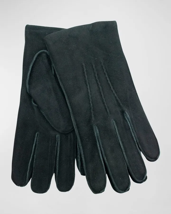 Men's Leather-Suede Angora Lined Gloves