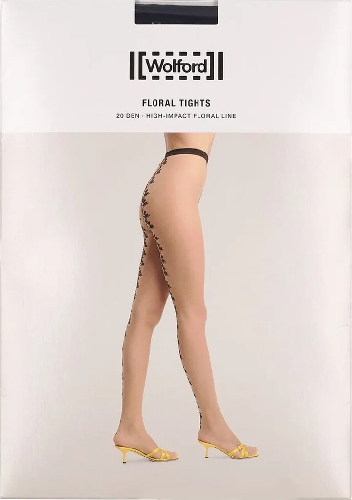 Floral stretch mesh tights