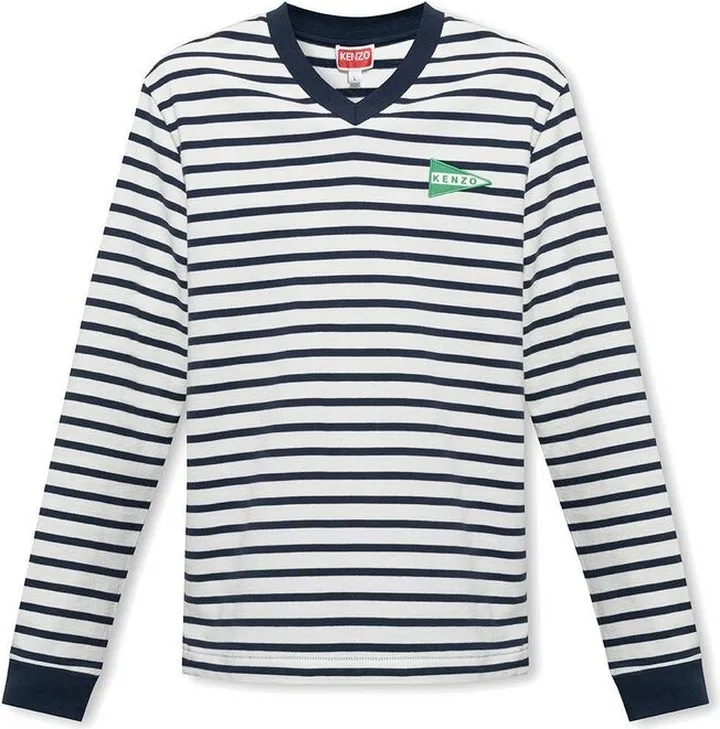Kenzo Striped V-Neck Long-Sleeved T-Shirt