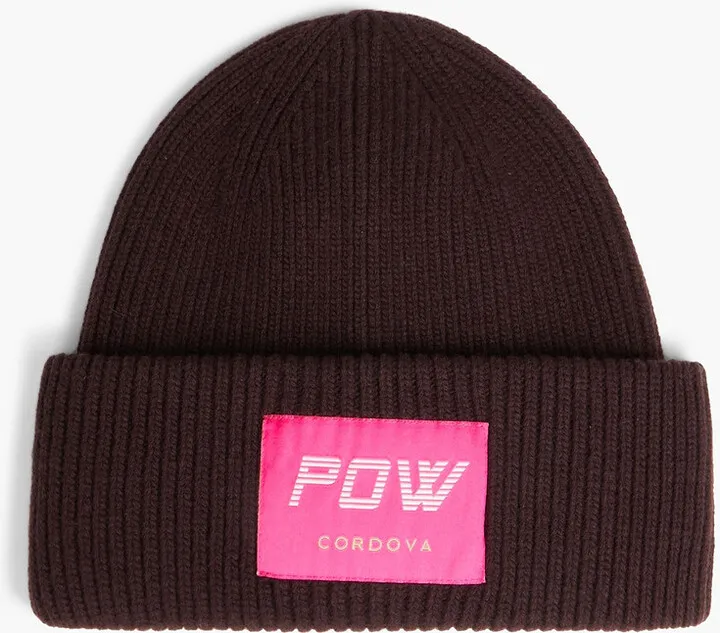 Appliquéd ribbed merino wool beanie