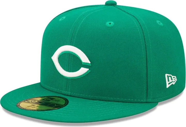 Men's New Era Kelly Green Cincinnati Reds Logo White 59FIFTY Fitted Hat