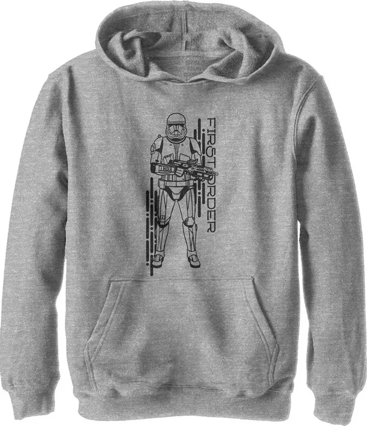 Boy's Star Wars: The Rise of Skywalker First Order Sith Trooper Pull Over Hoodie - Athletic Heather - Large