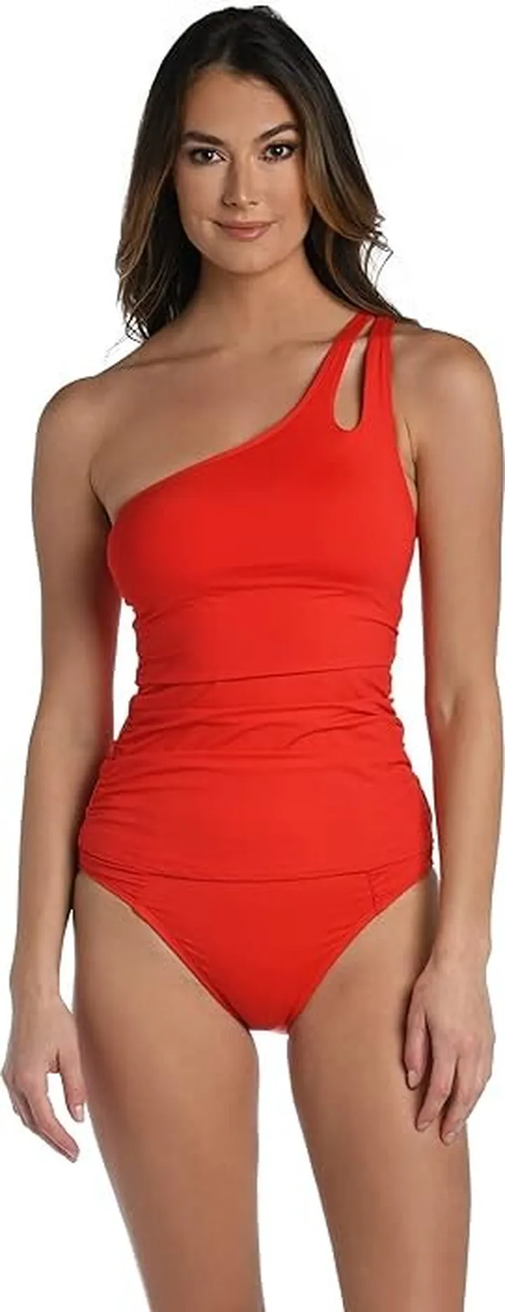 La Blanca Island Goddess One Shoulder Tankini (Cherry) Women's Swimwear