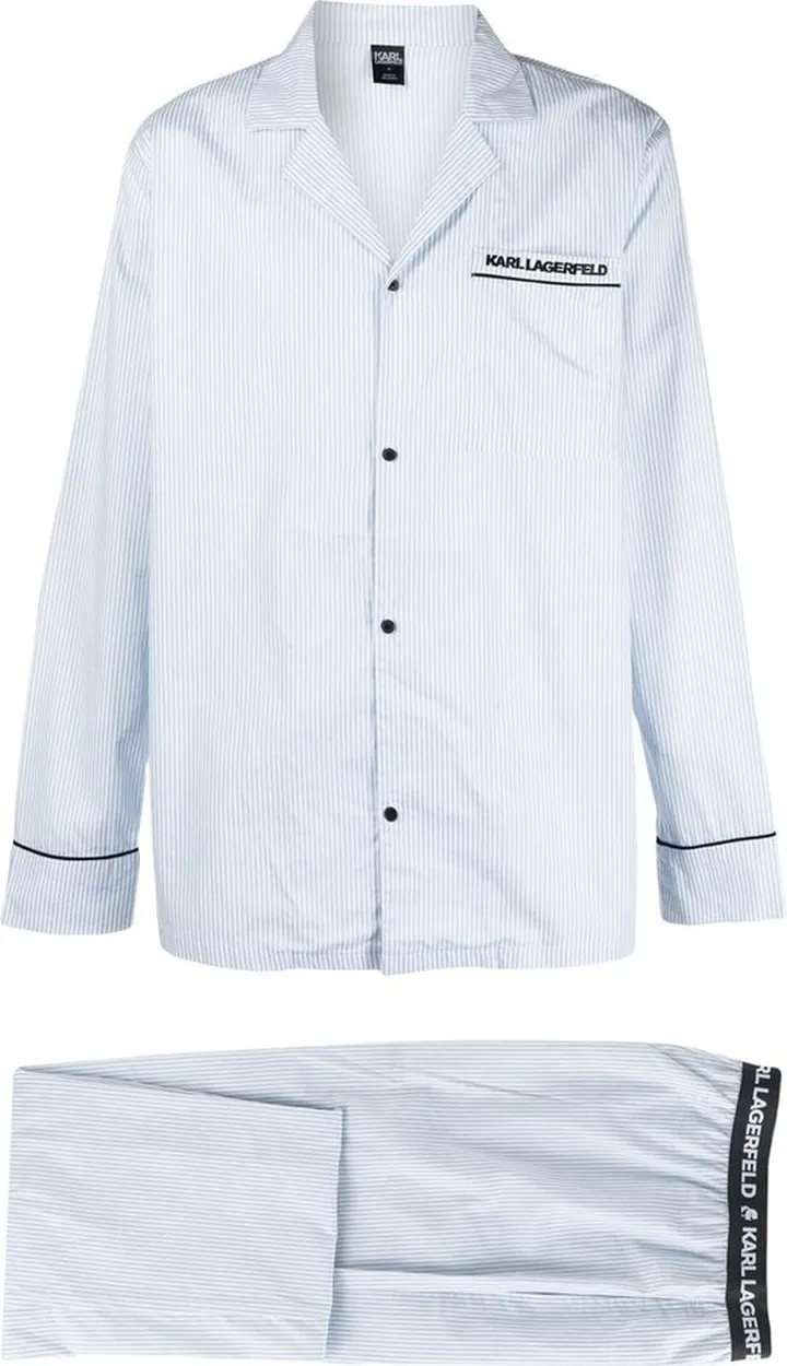 Striped Embroidered-Logo Pyjama Set