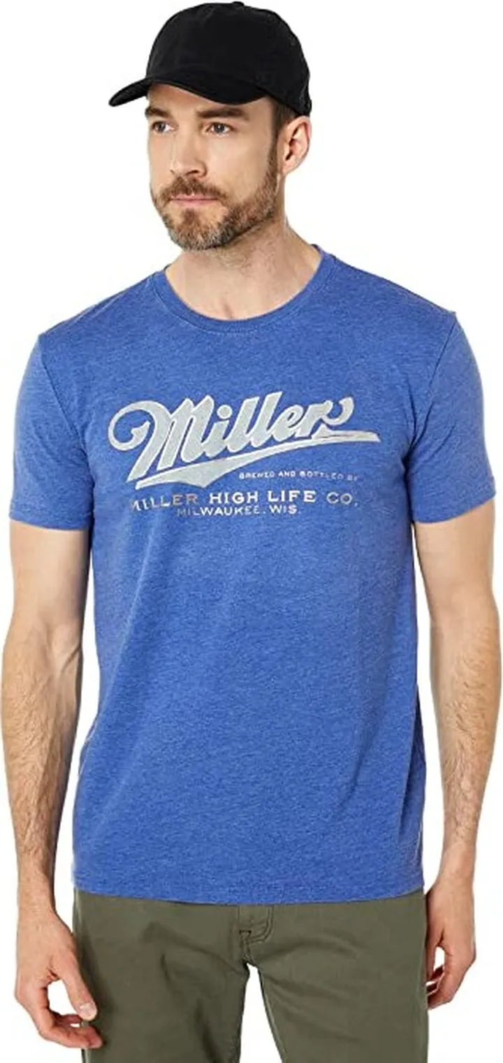 Lucky Brand Miller Script Graphic Tee (Mazarine Blue) Men's T Shirt