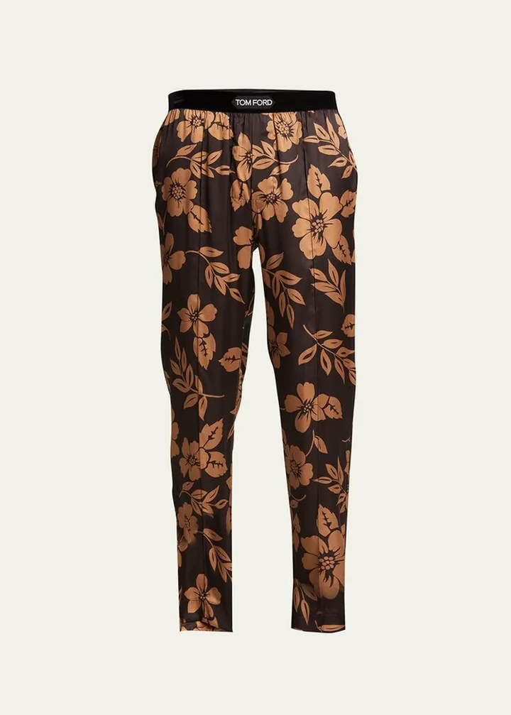 Men's Floral Silk Pajama Pants