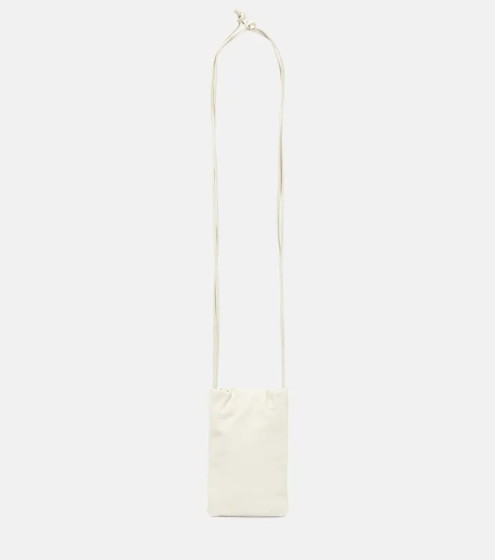 Drawstring leather shoulder bag