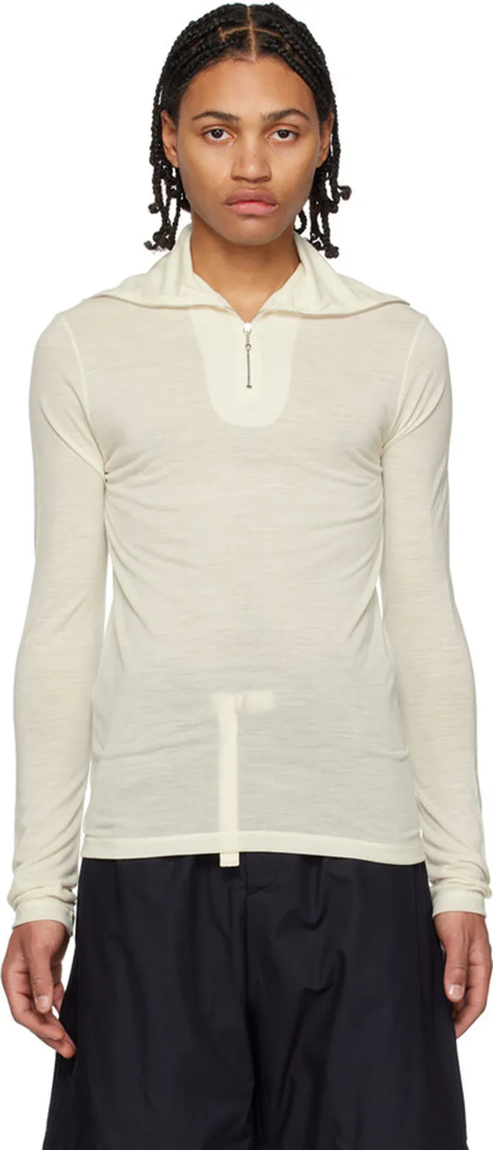 Jil Sander Off-White Zip-Up Sweater