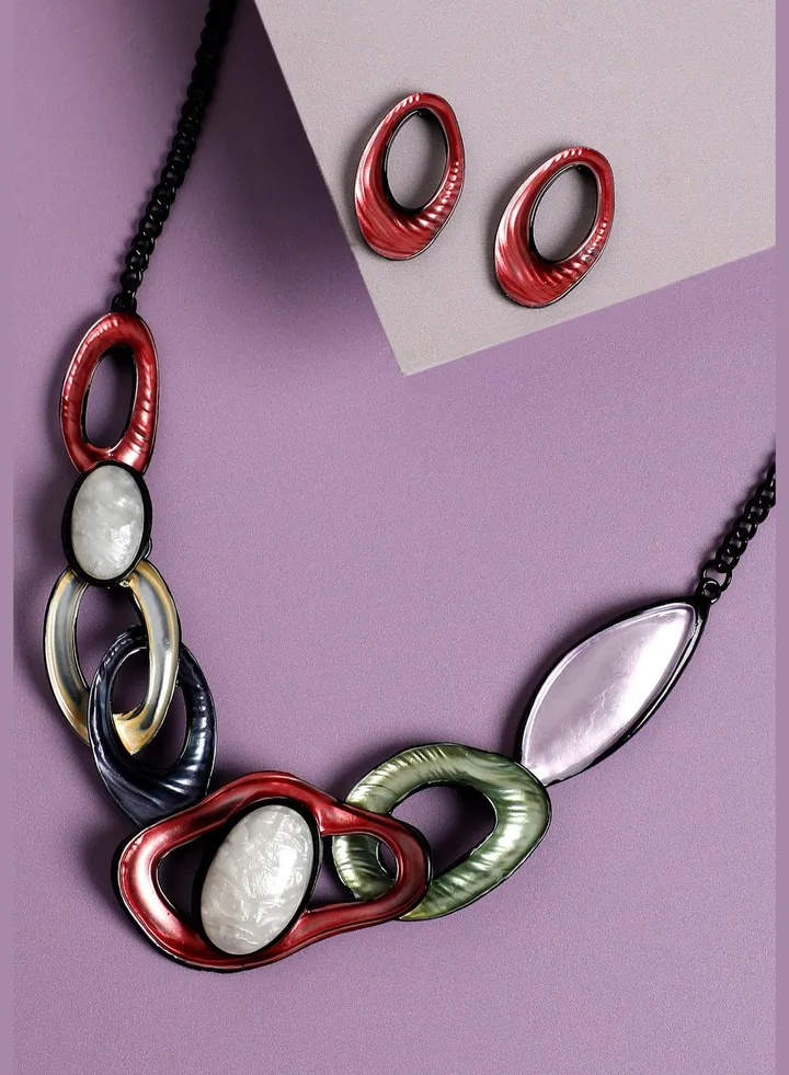 Trendy Designer Stone Party Wear Necklace and Earring Set For Women