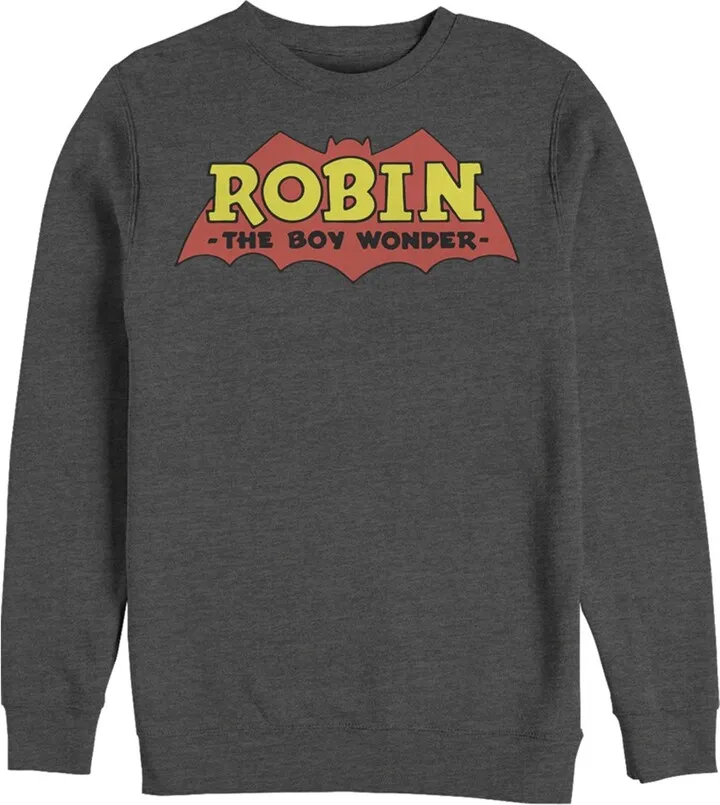 Men's Batman Logo Robin Boy Wonder Sweatshirt - Charcoal Heather - 3X Large