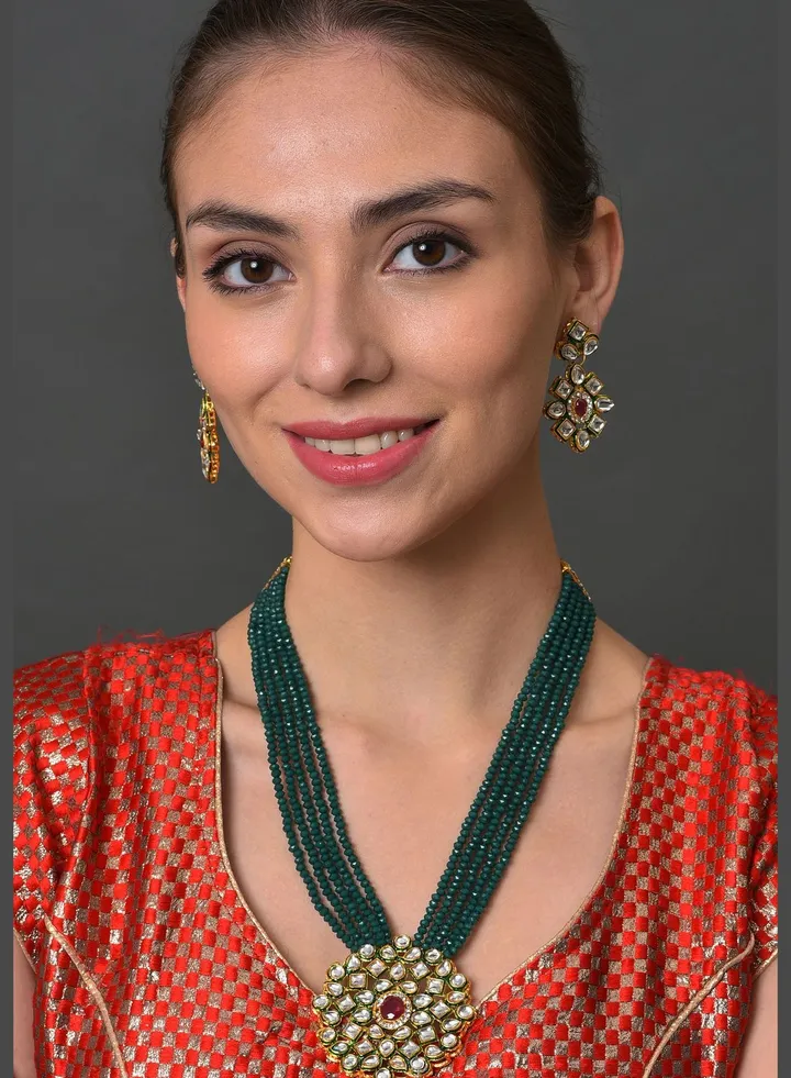 Gold Plated Designer Stone Necklace Set