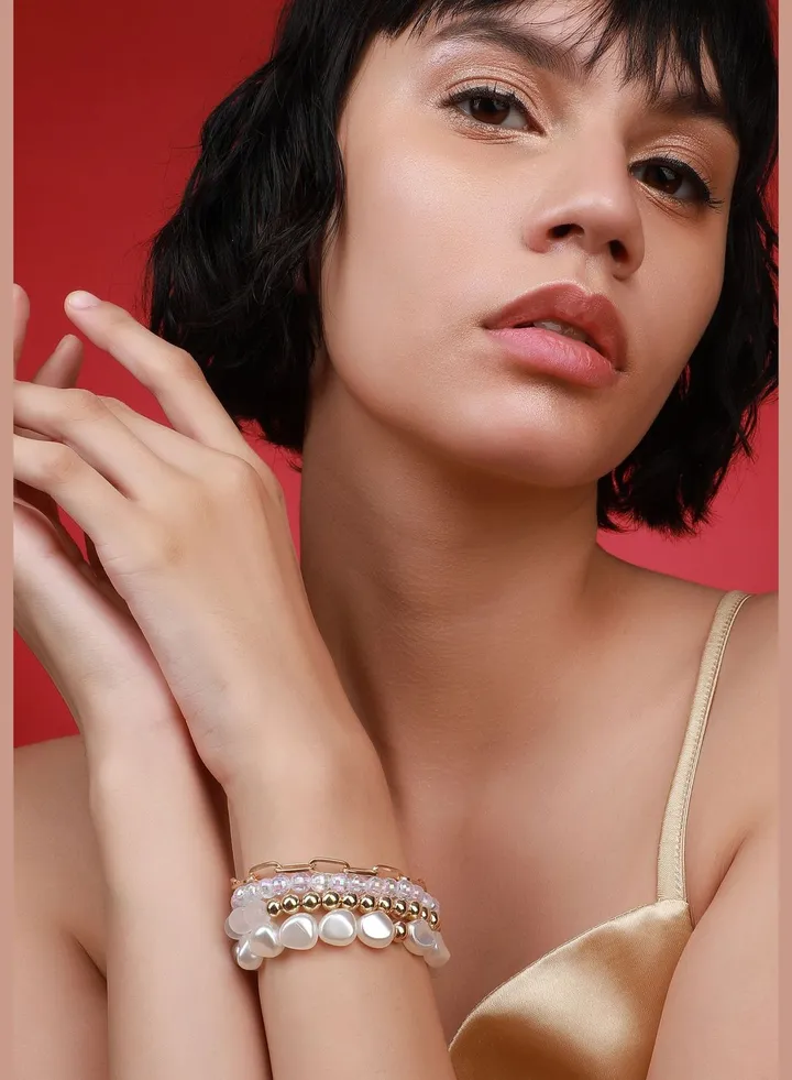 Gold Plated Pearls Western Wear Bracelet For Women