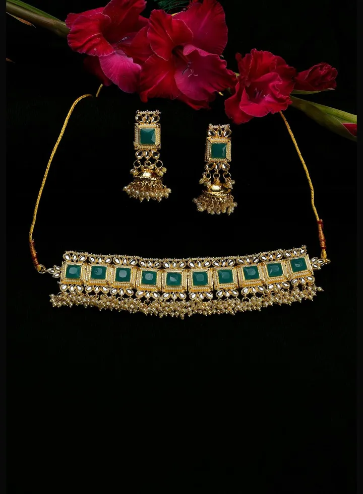 Kundan Pearl Gold Plated Necklace Set