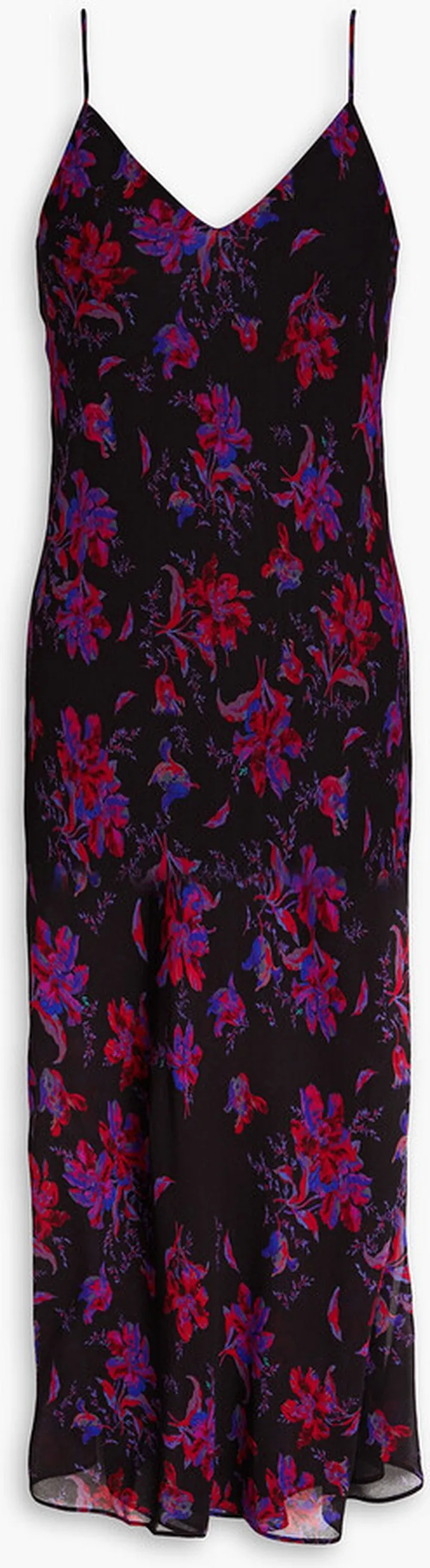 Floral-print georgette midi slip dress