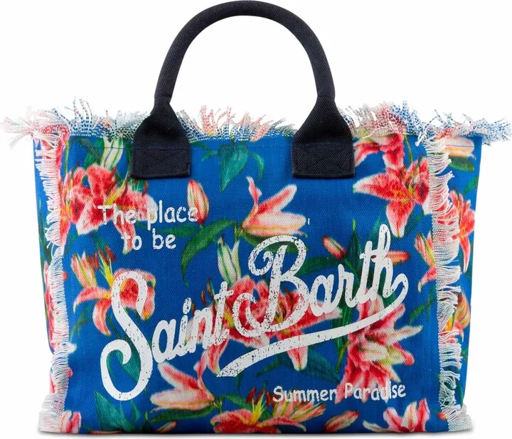 Vanity Canvas Shoulder Bag With Flowers Print
