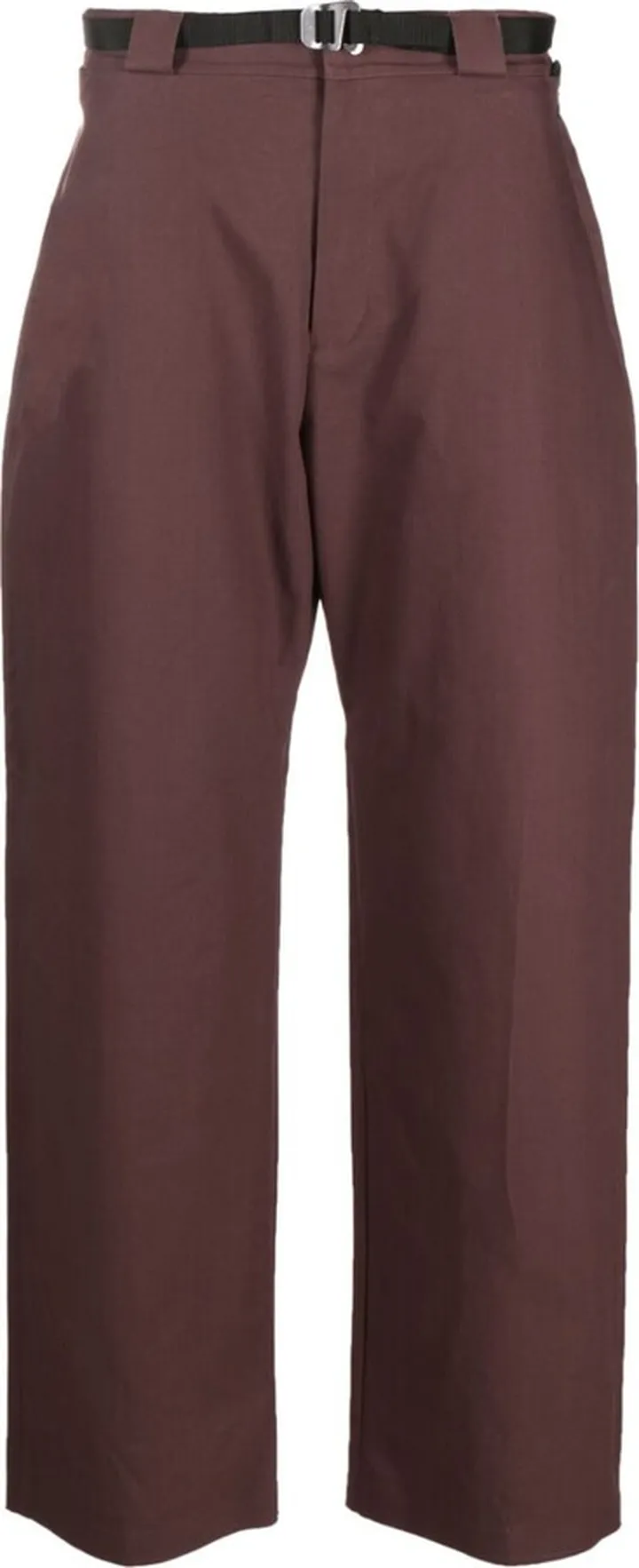 Brown Cotton Belted Wide-Leg Trousers
