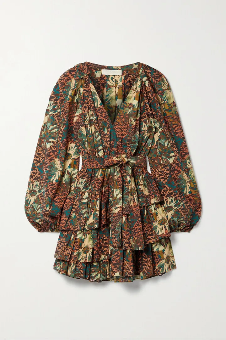 Ulla Johnson - Miranda Tiered Pleated Printed Cotton-voile Mini Dress - Brown
