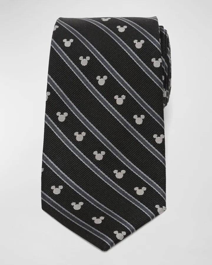 Men's Mickey Mouse Striped Silk Tie