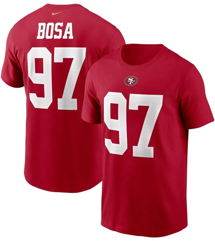 Men's Nick Bosa Scarlet San Francisco 49ers Name and Number T-shirt