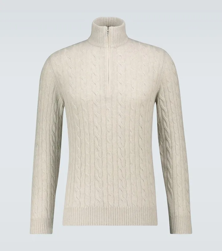 Mezzocollo Treccia cashmere sweater