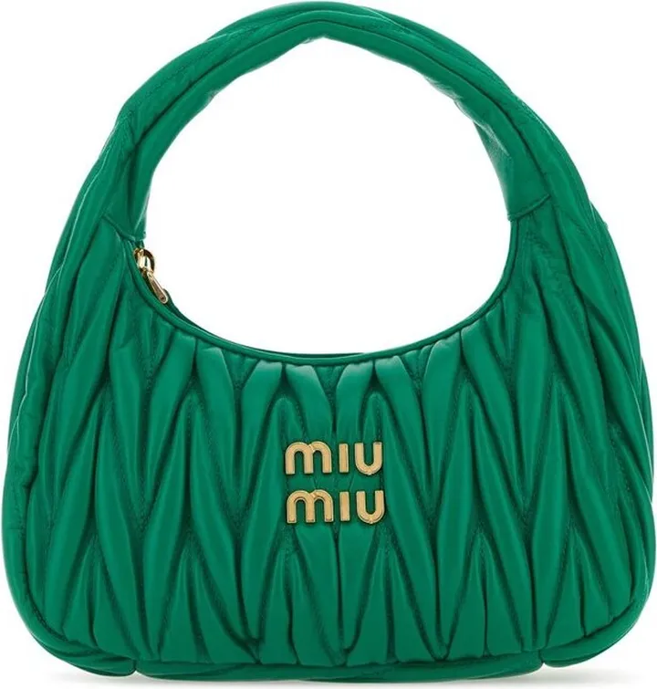Miu Miu Wander Matelassé Logo Plaque Mini Hobo Bag