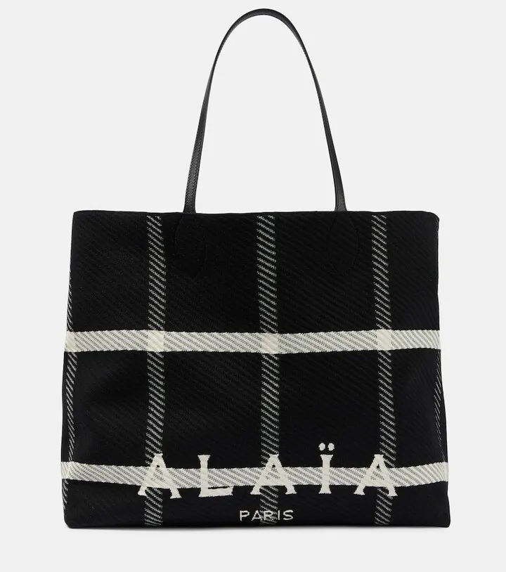 Large checked tartan tote bag