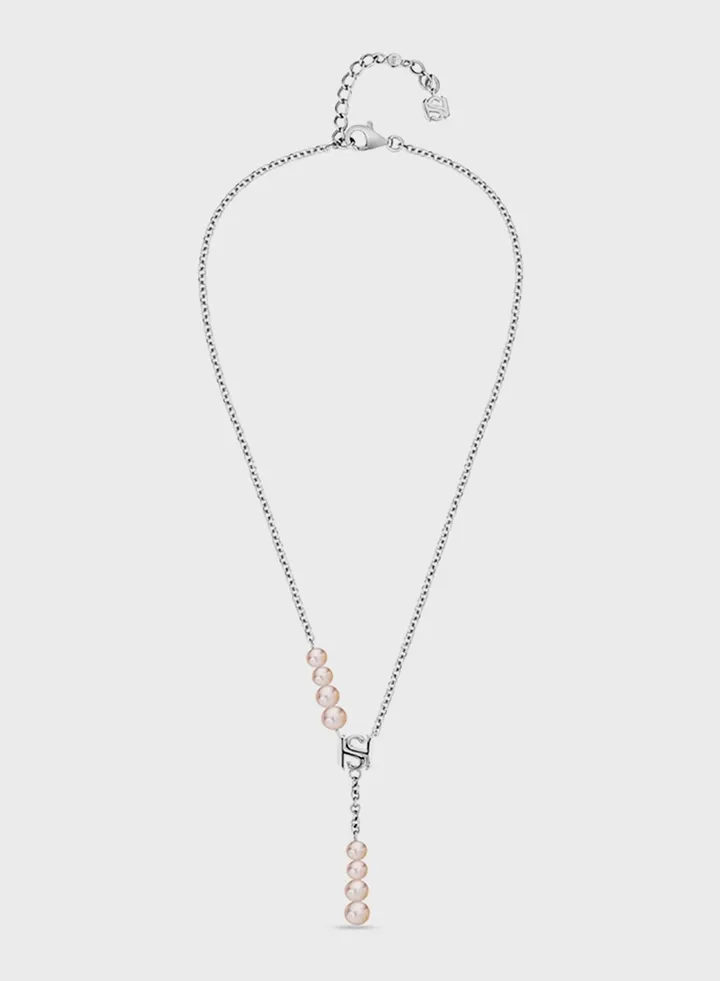Y Style Pink Frewater Pearls Necklace