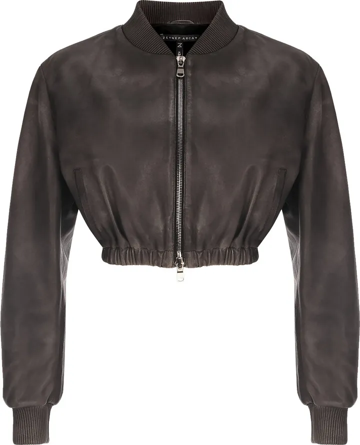 Women's Leather Bomber Jacket