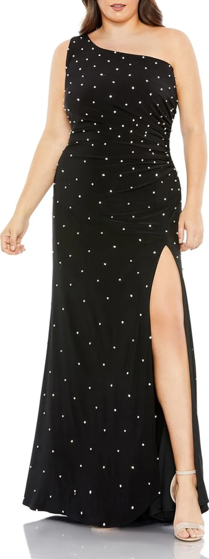 Rhinestone One-Shoulder Sheath Gown