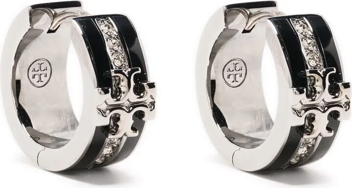 Silver And Black Kira Huggie Earrings