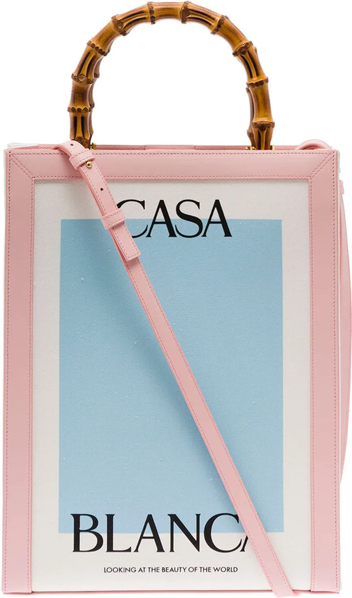 Multicoloured Tote In Leather With Logo-print And Bamboo-handle Casablanca Woman