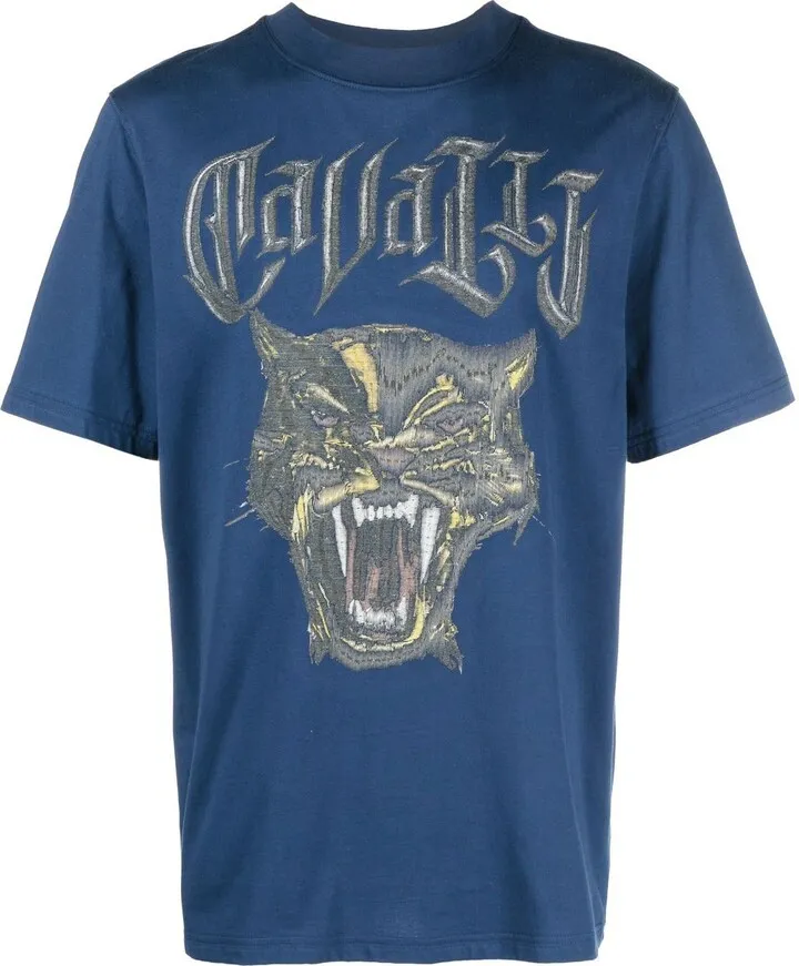 Panther-print cotton T-shirt