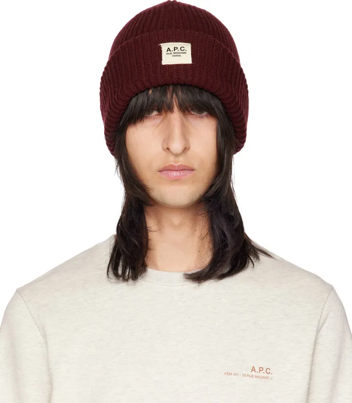 A.P.C. Burgundy James Beanie