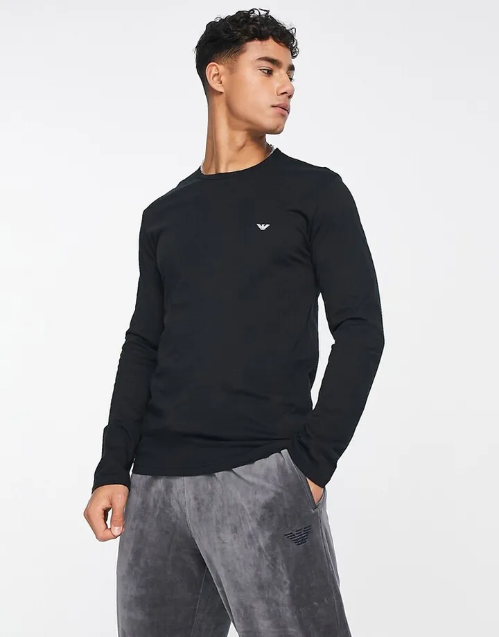 Emporio Armani Bodywear long sleeve lounge top in black