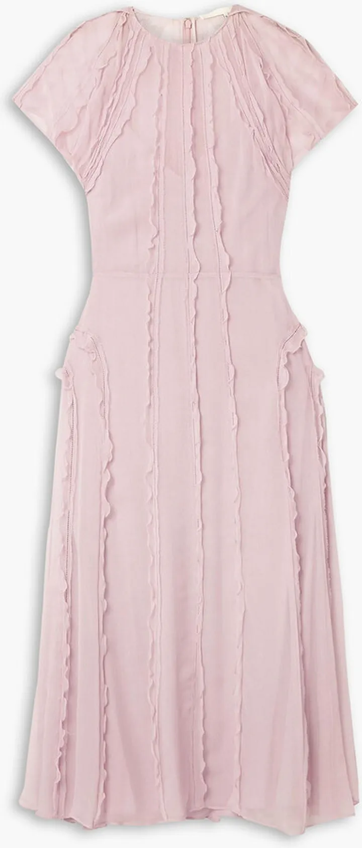 Ruffled silk-crepon midi dress