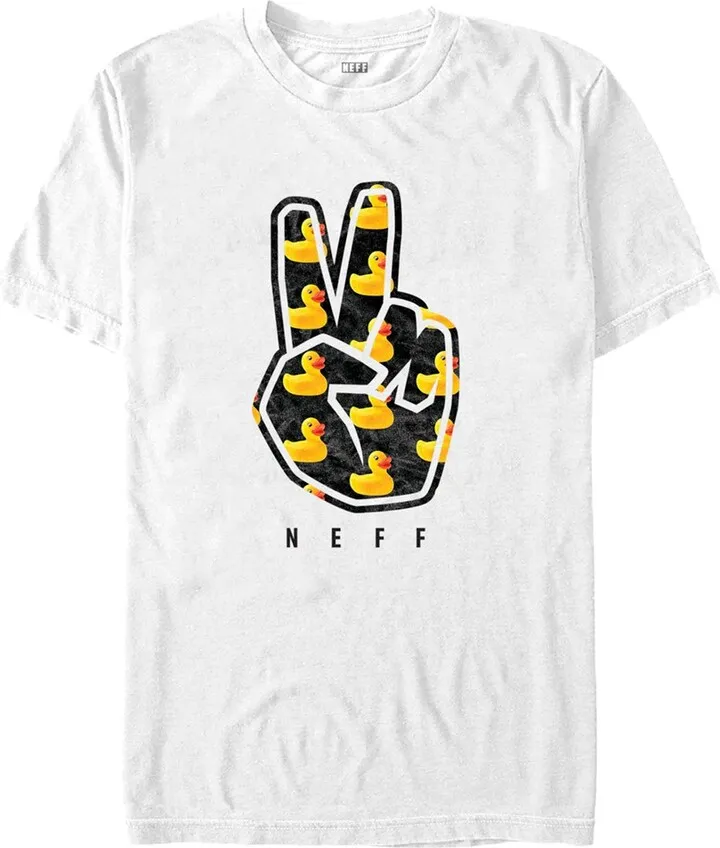 Men's NEFF Rubber Ducky Peace Fingers T-Shirt - White - Small