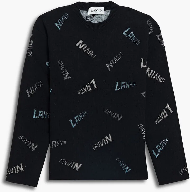 Metallic jacquard-knit sweater