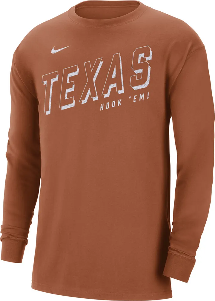Texas Nike Men's College Long-Sleeve Max90 T-Shirt in Orange
