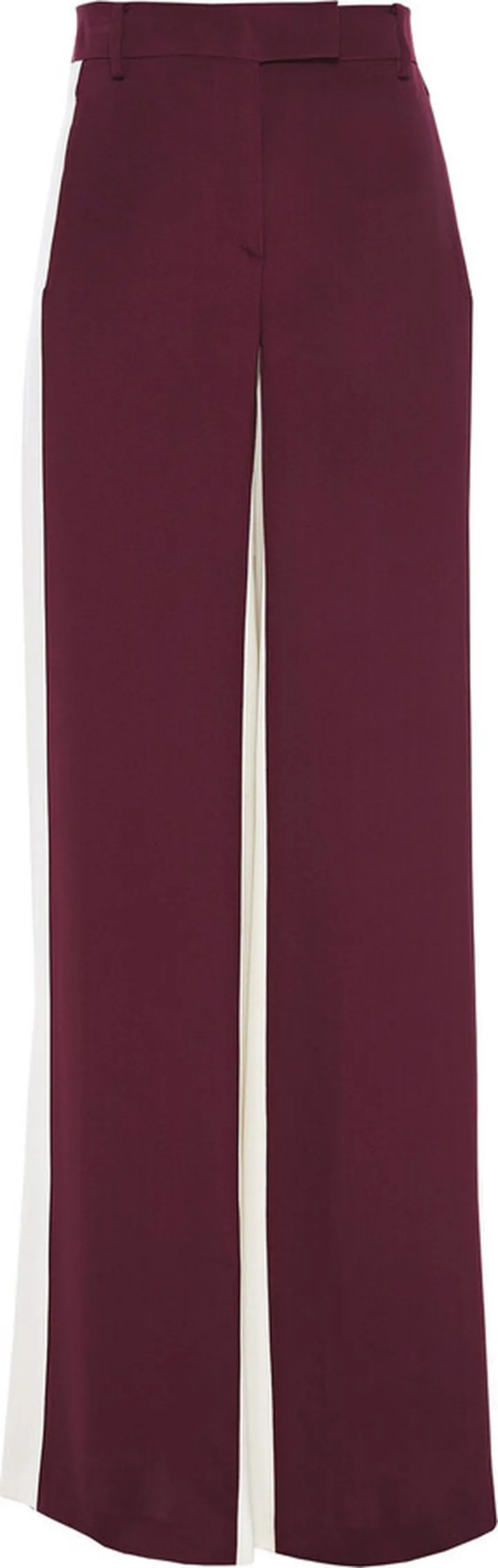 Two-tone silk-twill wide-leg pants
