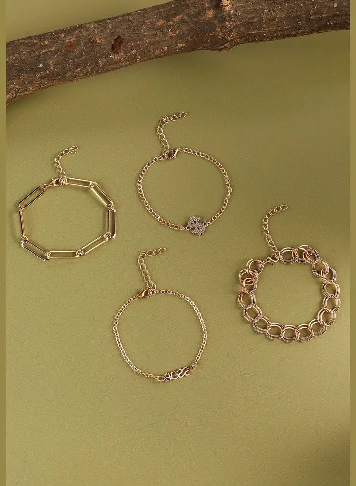 4 Piece Gold Plated Designer Casual Wear Bracelet For Women