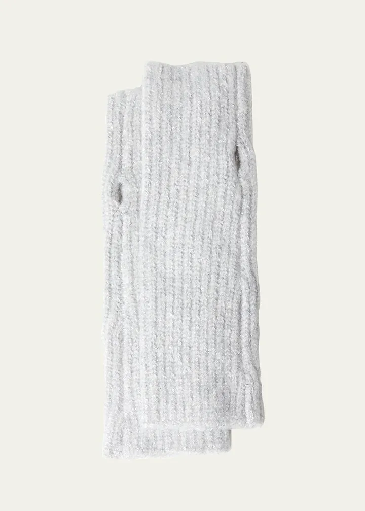 Amalia Sequin Ribbed Wool-Blend Gloves