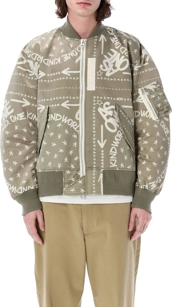 Sacai Graphic Print Zip-Up Bomber Jacket