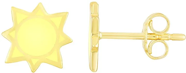 14K Yellow Gold Sun Stud Earrings