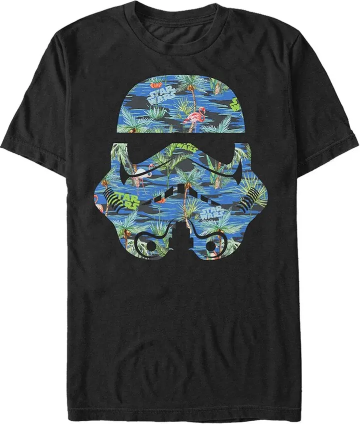 Men's Star Wars Stormtrooper Helmet Flamingo Print T-Shirt - Black - 3X Large