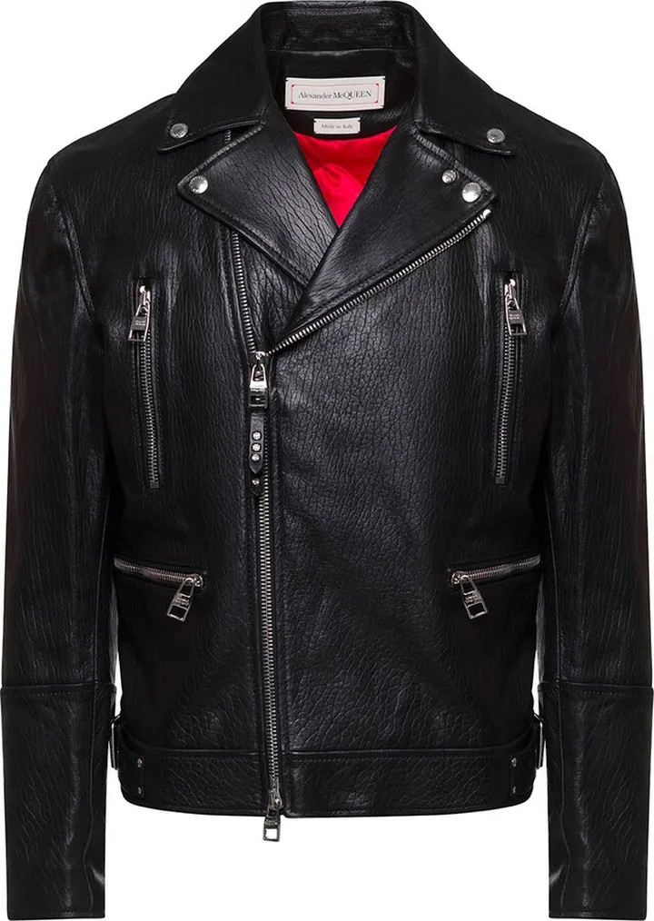 Black Biker Jacket In Leather Man