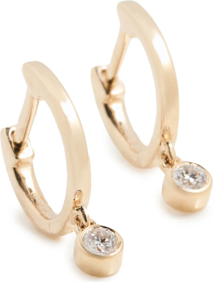 EF Collection Mini Gold Huggie with Diamond Bezel