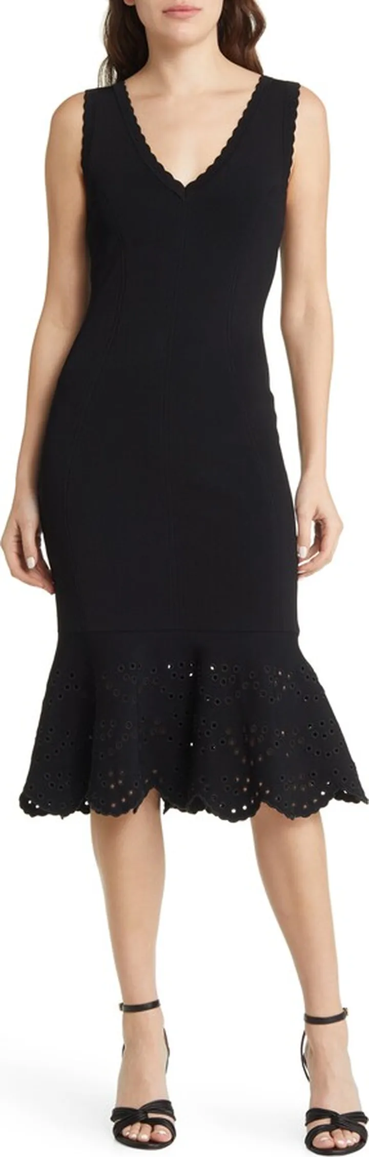 Juliann Broderie Trim Sleeveless Sweater Dress